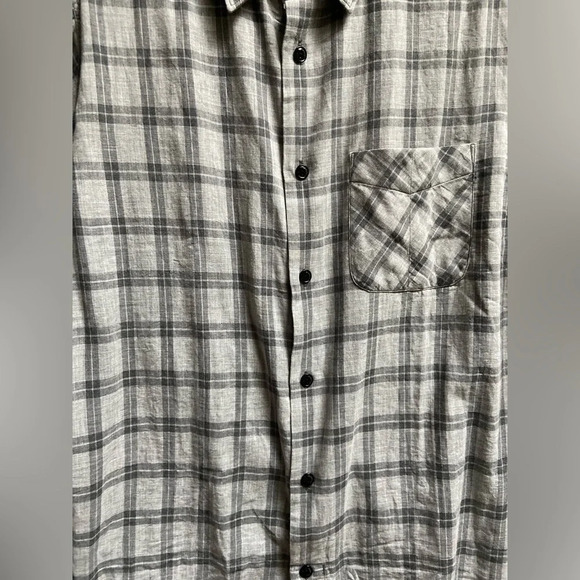 Rag & Bone Classic Fit Grey cotton Flannel button up shirt Sz XL - Picture 6 of 12
